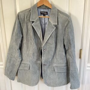 Chadwicks of Boston Womens Size 16 Grey Suede Leather Jacket Blazer